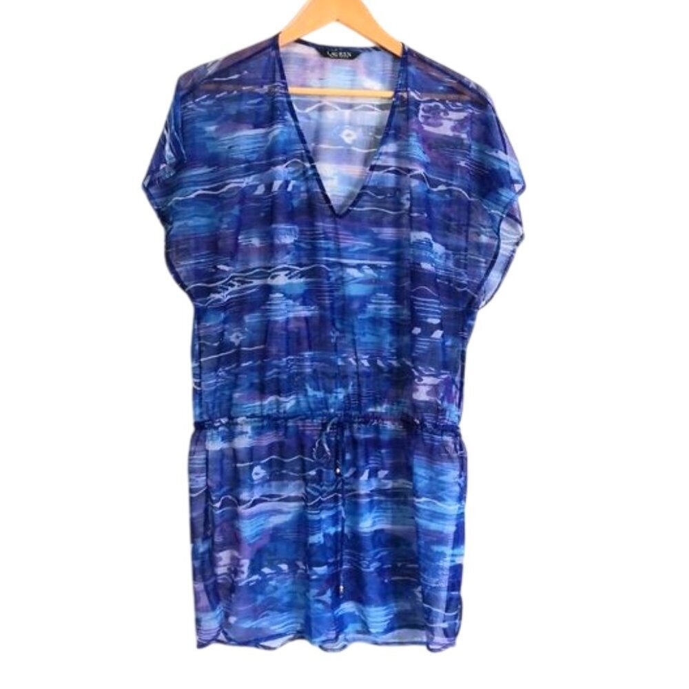 Lauren by Ralph Lauren Women's Calypso Ikat-Print Tunic Cover-Up Size M-L
